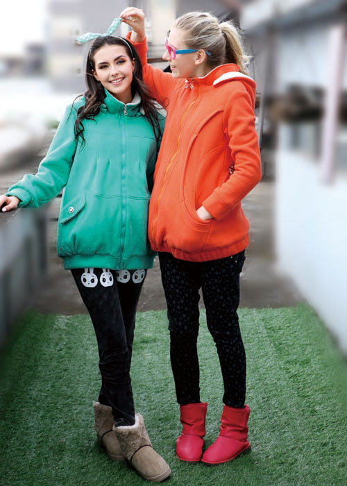 懷泰孕婦綠色橘黃色外套