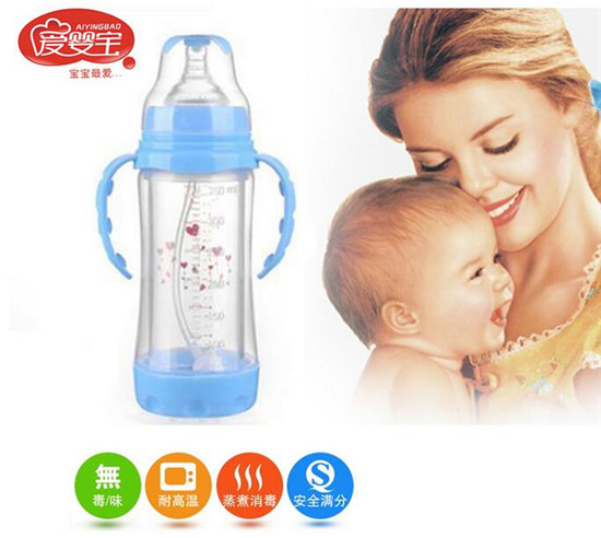 愛嬰寶晶鉆玻璃自動(dòng)吸管奶瓶220ml