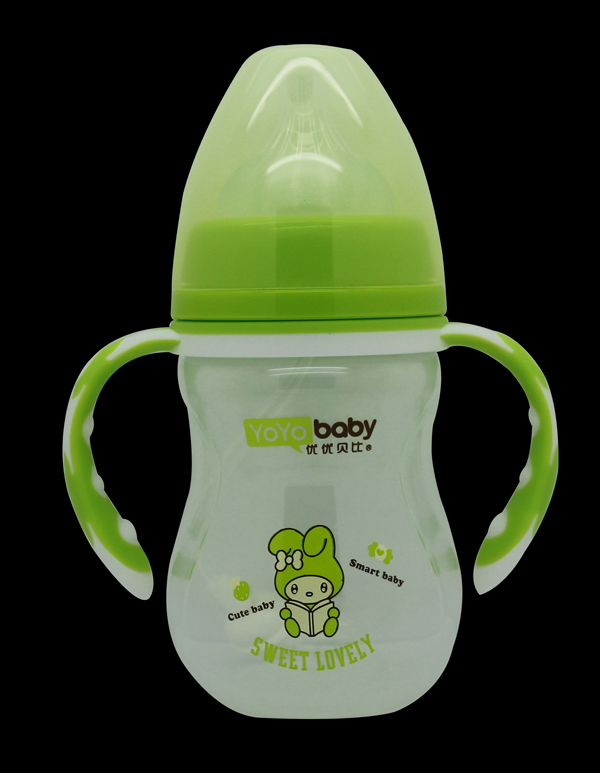 優優貝比180ml 寬口PP帶手柄自動吸奶瓶(配吸管+吸嘴)